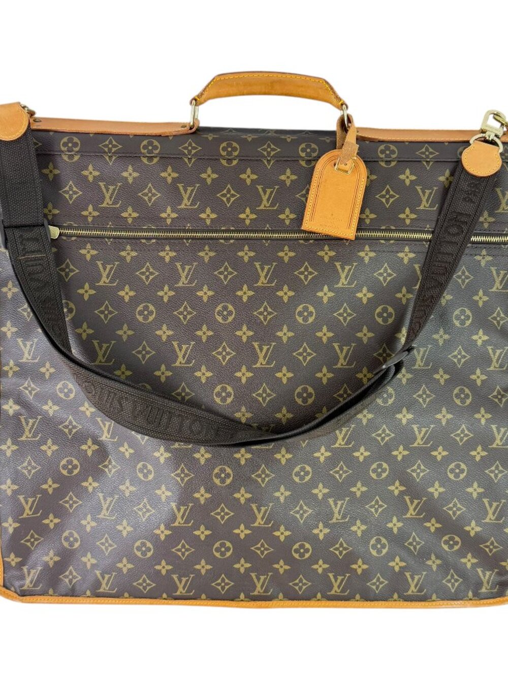 LOUIS VUITTON Monogram Brown Canvas Tan Leather Portable Cabine Garment Carrier